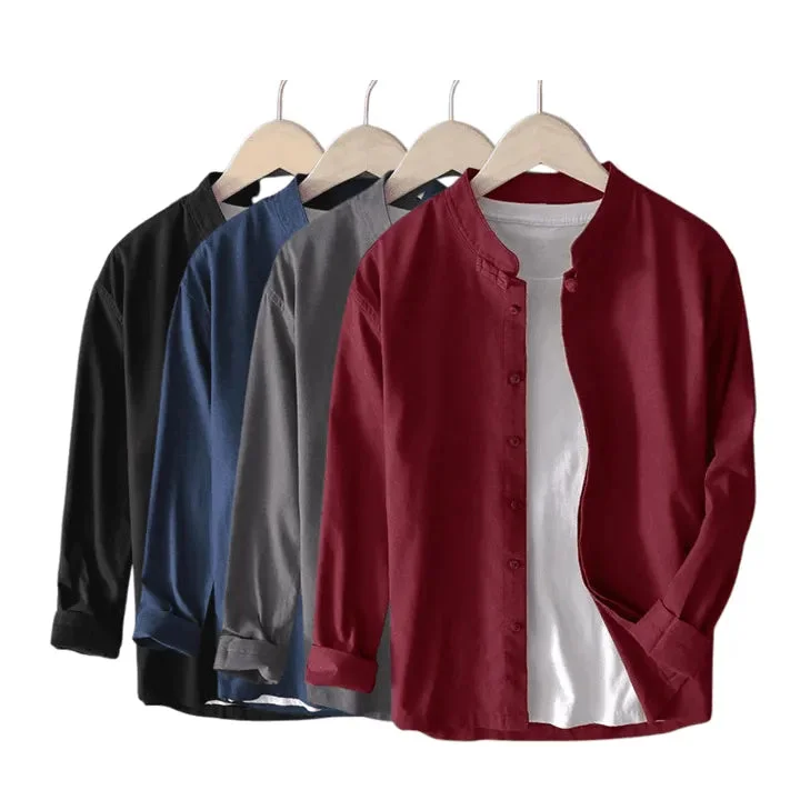 Men's Mandarin Collar Long Sleeves Shirt