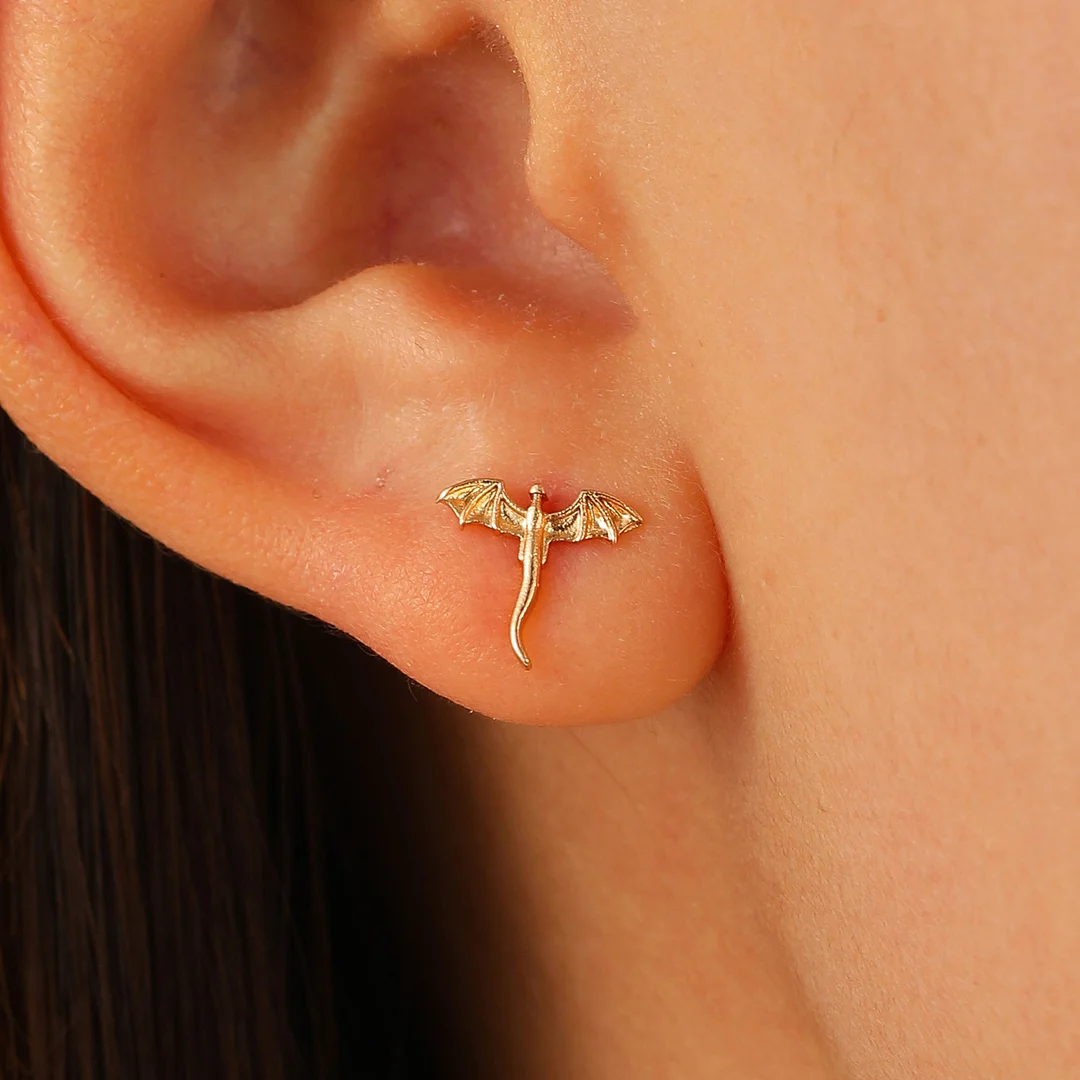 Flying Dragon Earrings Gold Plated Earrings