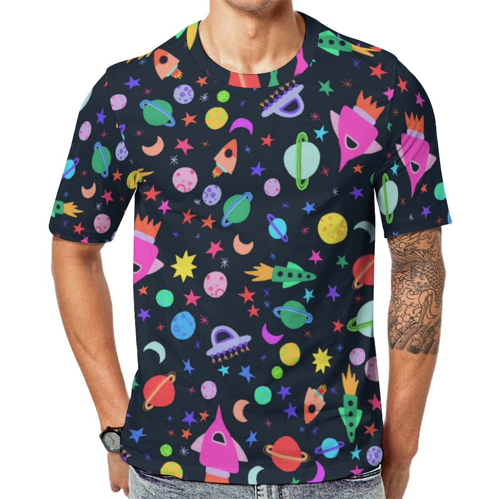 I Need Some Space Universe Ufo Planets Short Sleeve Print Unisex Tshirt Summer Casual Tees for Men and Women Coolcoshirts