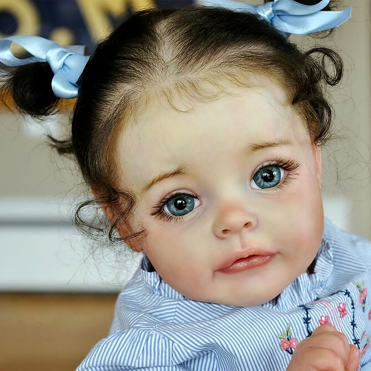22" Lifelike Brown Hair Reborn Toddler Girl Babies Doll Amelia With Pacifier And Bottle Minibabydolls® Minibabydolls®