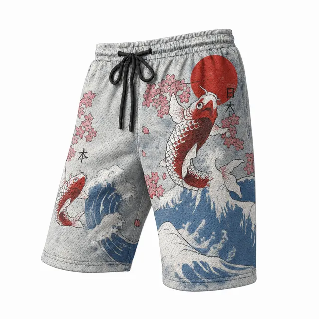 Techwear Japanese Daruma Crest Athletic Shorts