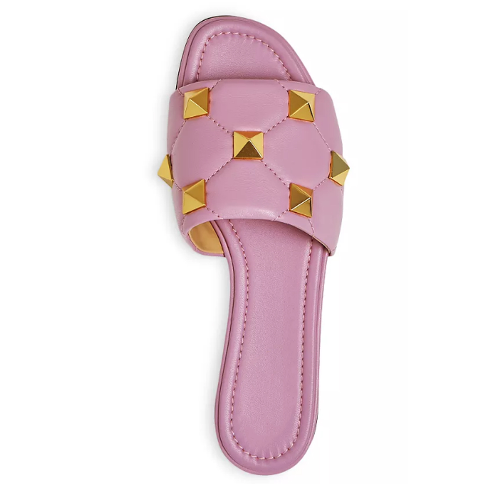 Women's Roman Stud Quilted Slide Sandals Pink-vocosishoes