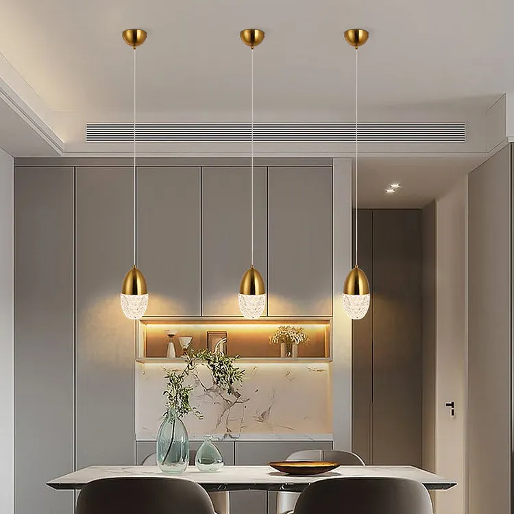 Modern Simplicity Oval Hardware Glass LED Pendant Light For Dining Room