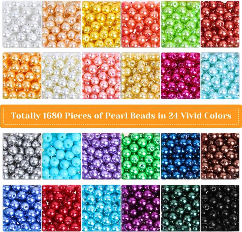 Hot Selling 1680 Pieces 6mm24 Color Mermaid ABS Dyed Pearl DIY Bracelet Necklace Jewelry Set