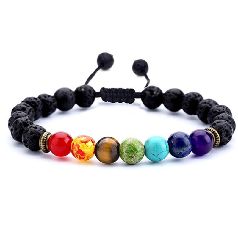 Hot Selling Seven- Energy Bracelet Lapis Lazuli Tiger Eye Woven Yoga Wheel Bracelet Beaded Bracelet For Men