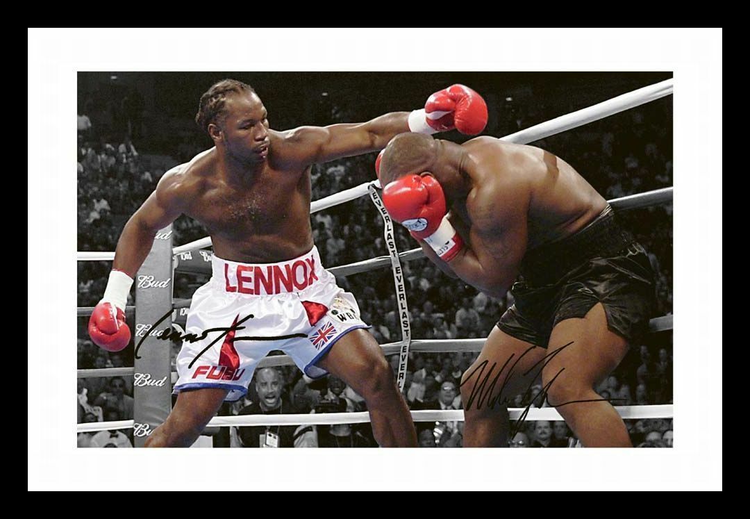 Mike Tyson & Lennox Lewis Autograph Signed & Framed Photo Poster painting