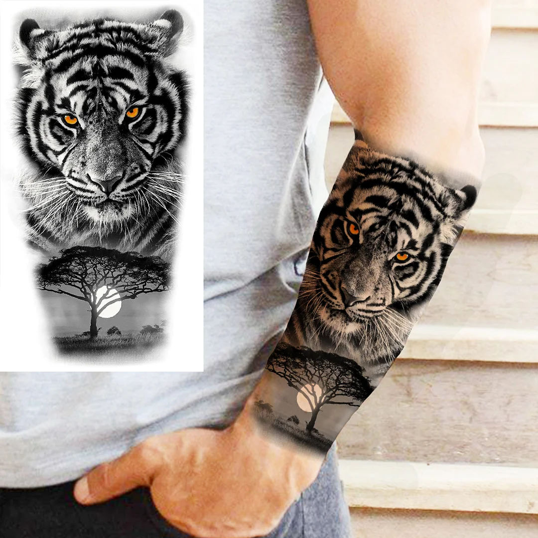 Sdrawing Rose Flower Temporary Tattoos For Women Adults Realistic Vampire Wolf Scary Snake Crown Fake Tattoo Sticker Arm Tatoos