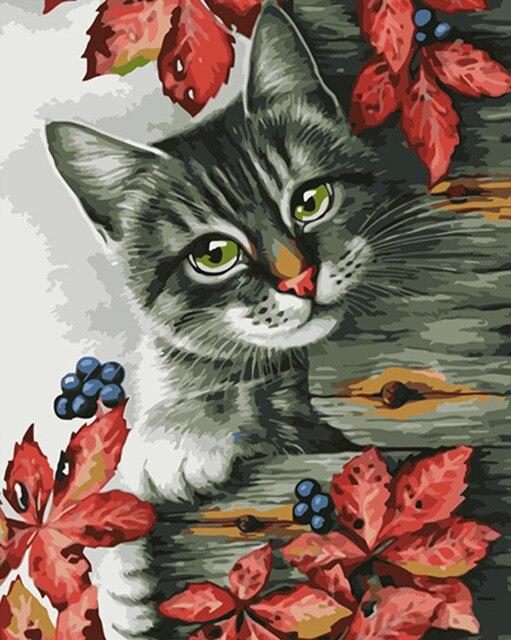 

Cat On Tree Trunk – Paint By Numbers - 40*50CM, 501 Original
