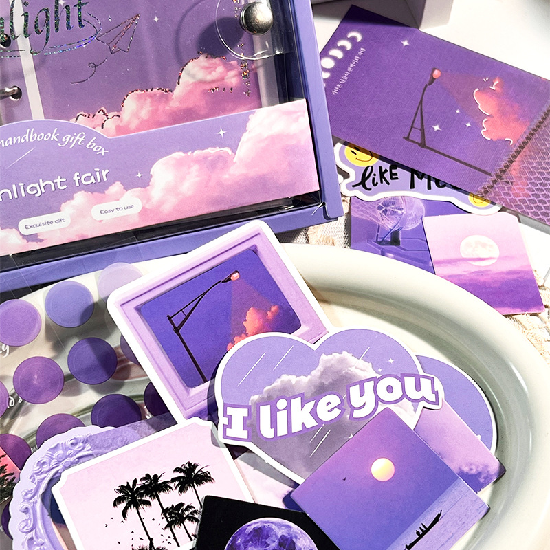 저널세이 155개 세트 문라이트 페어 시리즈 루즈리프 북 및 저널 소재 선물 상자 세트