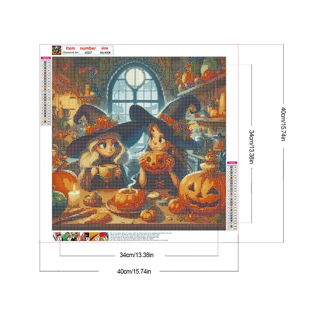 Diamond Painting - Full Round Drill - Halloween Witch Pumpkin(Canvas|40*40cm)