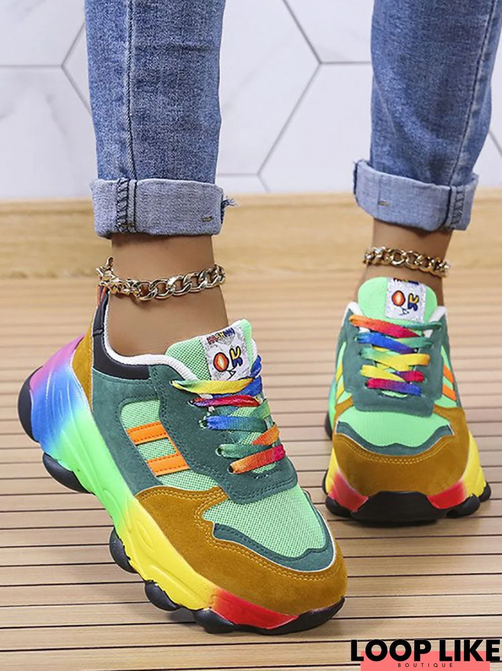 Gradient Colorful Platform Sneakers