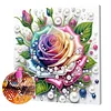 Rose-DIY-Spezialform-Bohrer, Diamantkunst, Perlen-Malset, mit Rahmen 25x25 cm Geschenk, Geschenk
