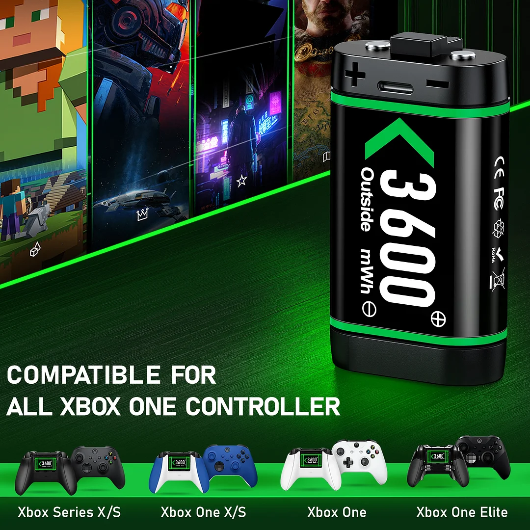 Xbox Controller Charger, QQV Dual Charging Station with 2x5520mWh Rechargeable Battery Packs for Xbox One/Series X|S /Elite Controller Accessories