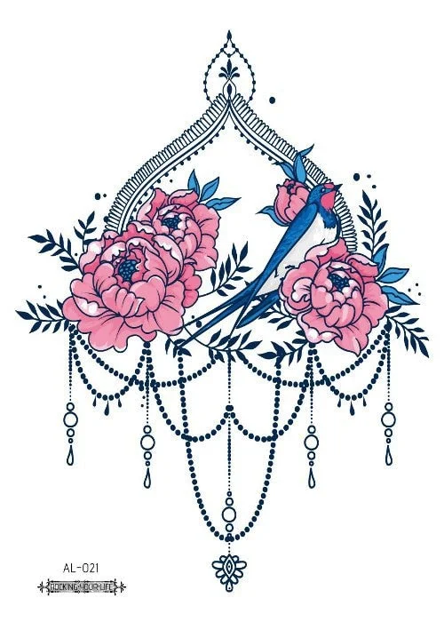 38 Kinds Adult Chest Back Tattoo Rose Flowers Mandala Totem Waterproof Temporary Body Art Sticker Disposable tatouage temporaire