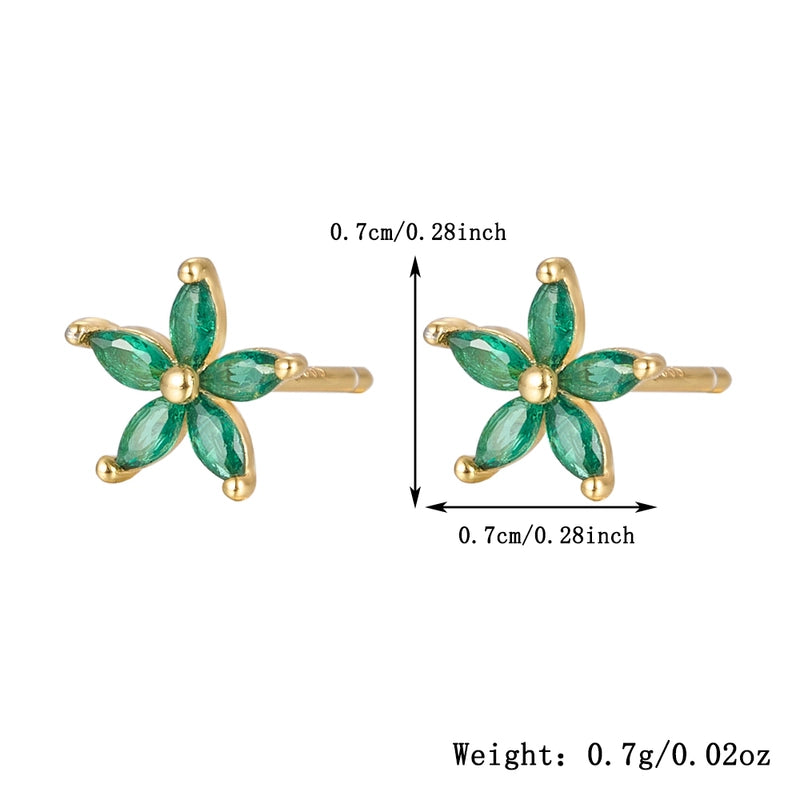 1 Pair 925 Sterling Silver Flower Ear Studs