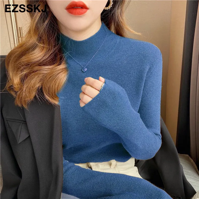 Basic Turtleneck Slim Sweater Pullover Women Autumn winter Casual long Sleeve Sweater For women Female Chic Jumpers top