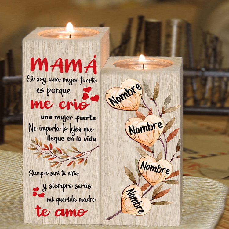 A Mi madre-candelero de madera de dos piezas sin candela 4 nombres