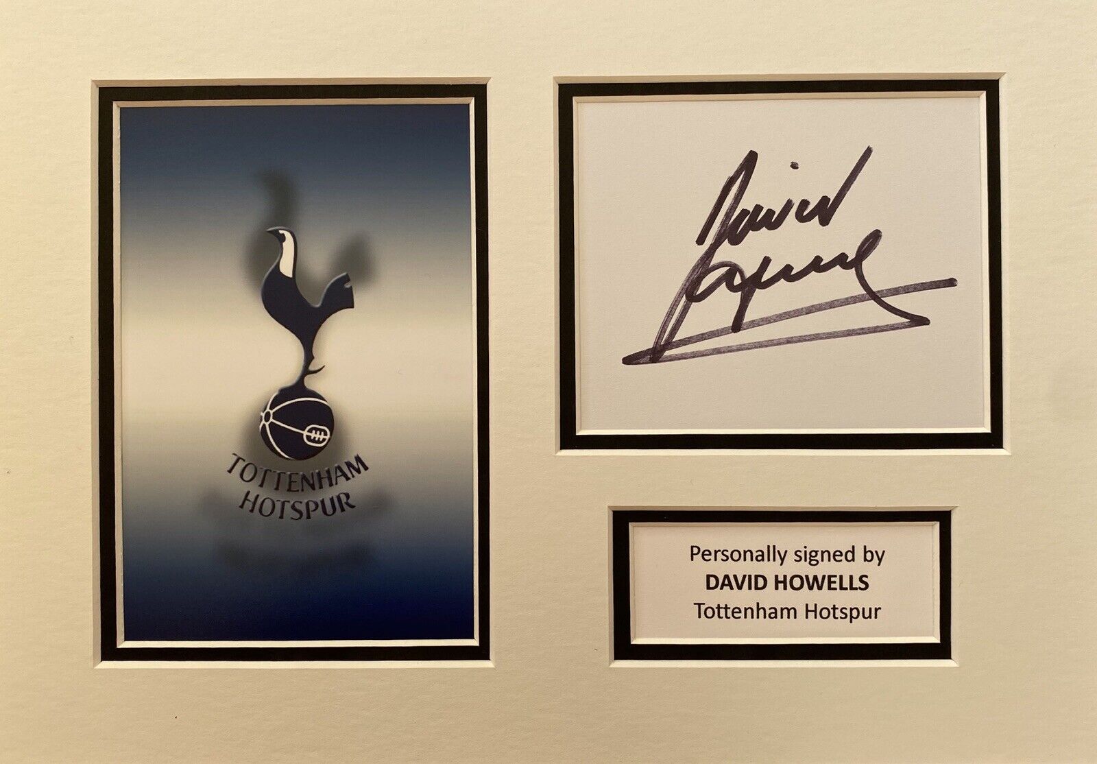 David Howells Genuine Signed White Card In A4 Tottenham Hotspur Mount Display