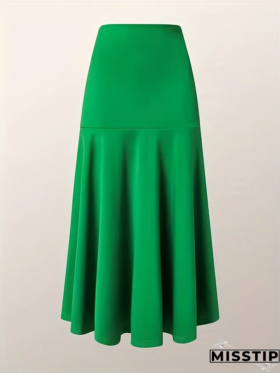 Plus Size Party Skirt, Women's Plus Solid High Rise Non-stretch Maxi Mermaid Skirt