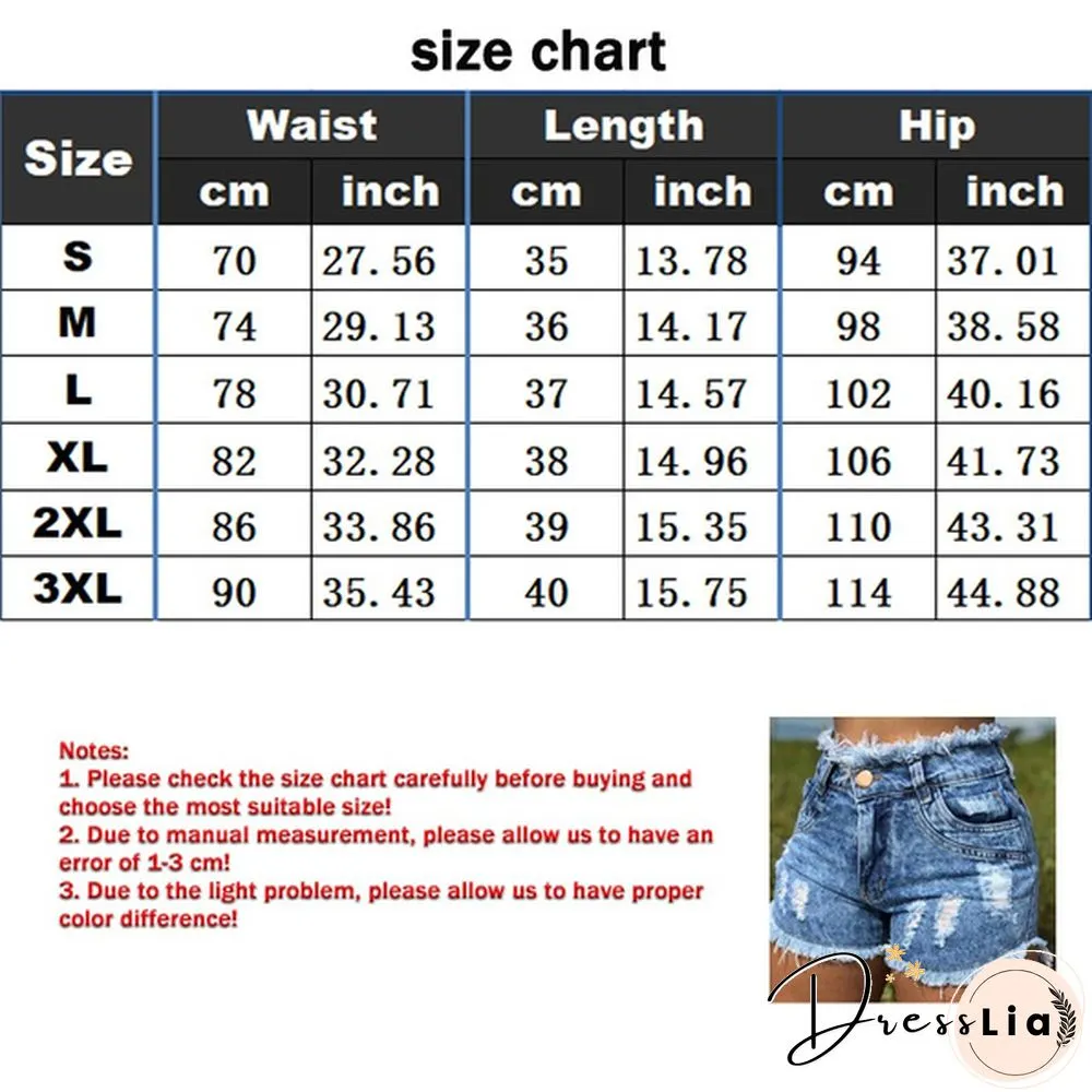 XXS Womens Fashion Summer Shorts jeans high waist skinny denim slim fit distressed casual