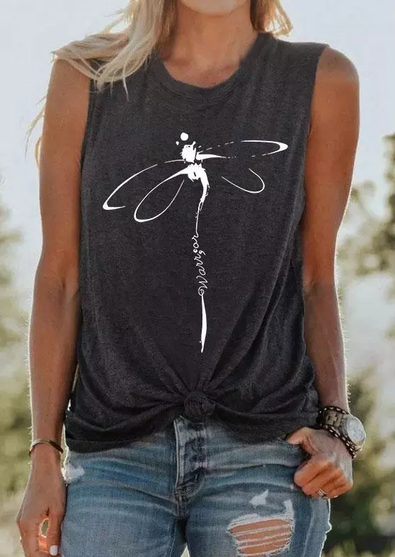 Warrior Dragonfly O-Neck Casual Tank