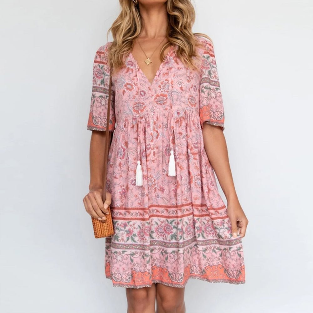 Sweet Print Pink Mini Dress
