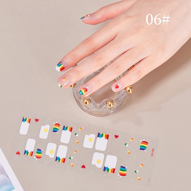 New Designs Full Cover Nail Stickers Fashion Flowers Nail Sticker Set Self Adhesive Manicure Decoracion Nail Strips-Nail Inspo