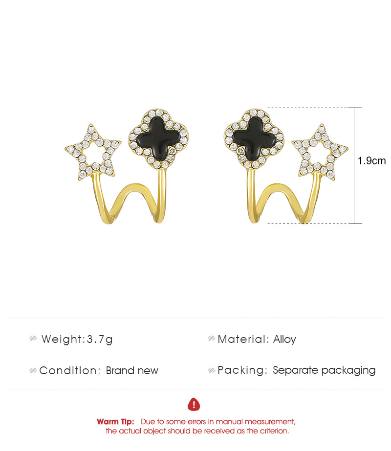 Clover Star Zirconia Gold-Plated Earrings