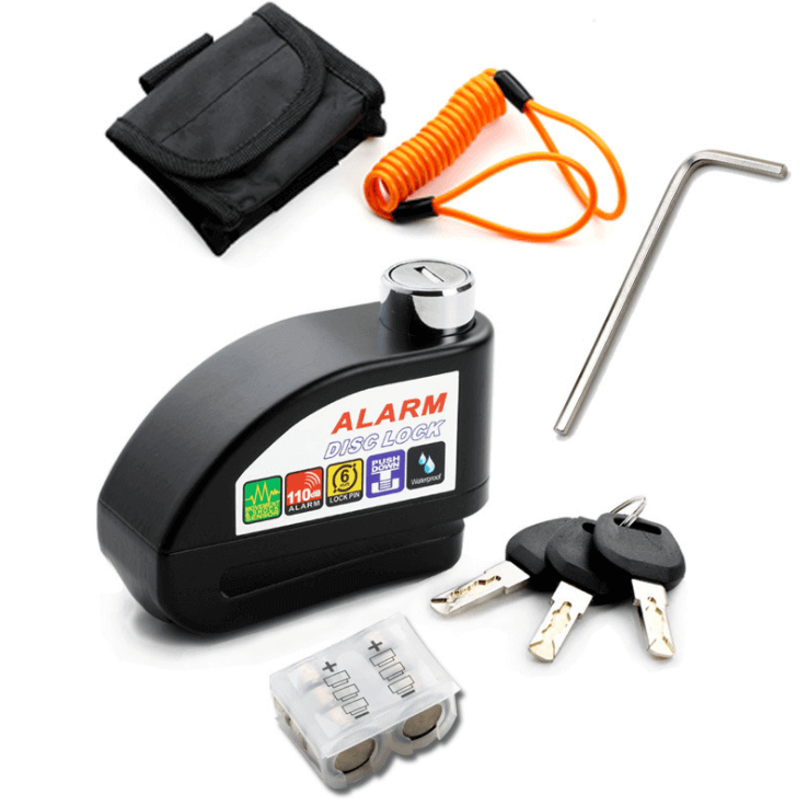 Electric scooter alarm disc brake lock