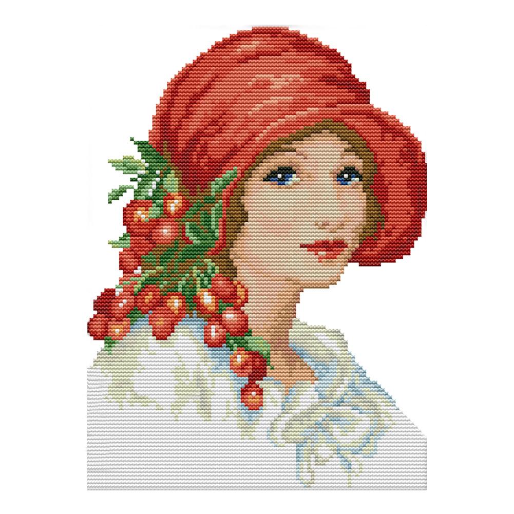 

Woman in red hat - 14CT Stamped Cross Stitch - 30*22cm, 501 Original