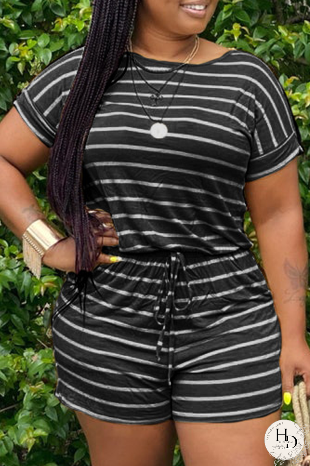 Yellow Casual Striped Split Joint O Neck Regular Jumpsuits