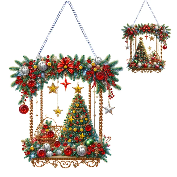 【Pendant】Christmas Special Shape Garland Diamond Painting Hanging Pendant for Wall Window gbfke