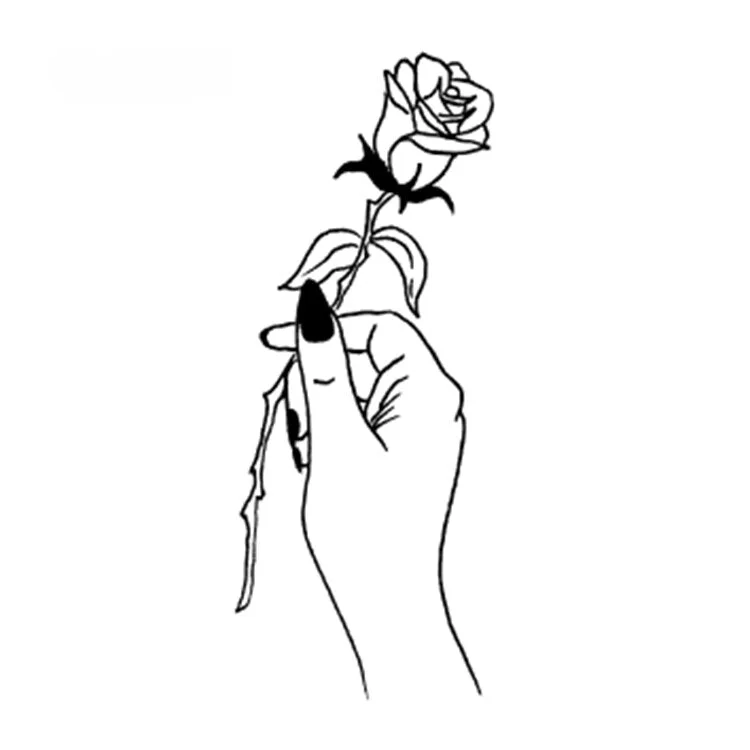 Tattoo sticker Temporary Drawing small Black White sketch Flowers flash Tatoo Body Art Fake Water Transfer Stickers to kid girl