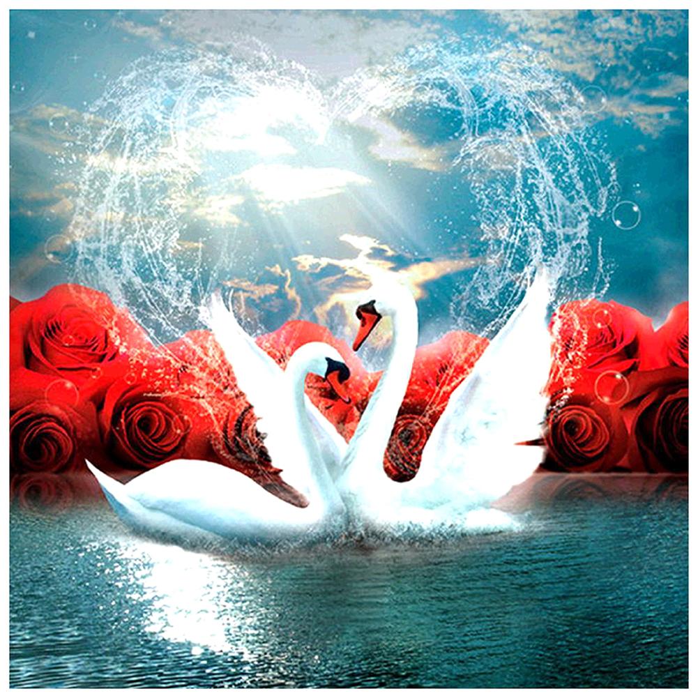 

Swans Rose - Round Drill Diamond Painting - 30*30CM, 501 Original