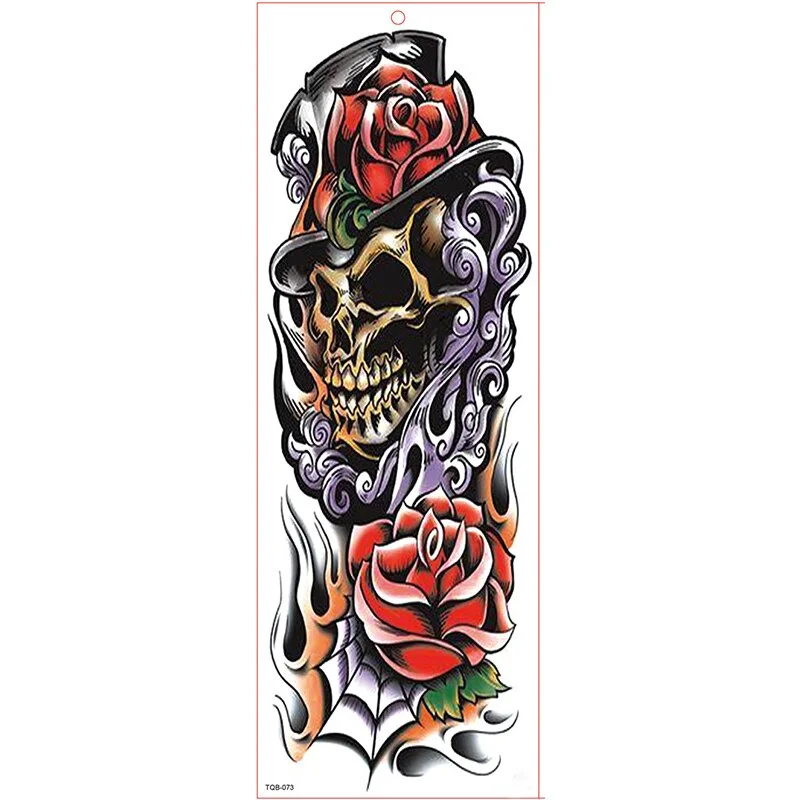 Large Arm Sleeve Tattoo Waterproof Temporary Tattoo Sticker Clock Rose Full Flower Tatoo Body Art Tattoo Girl