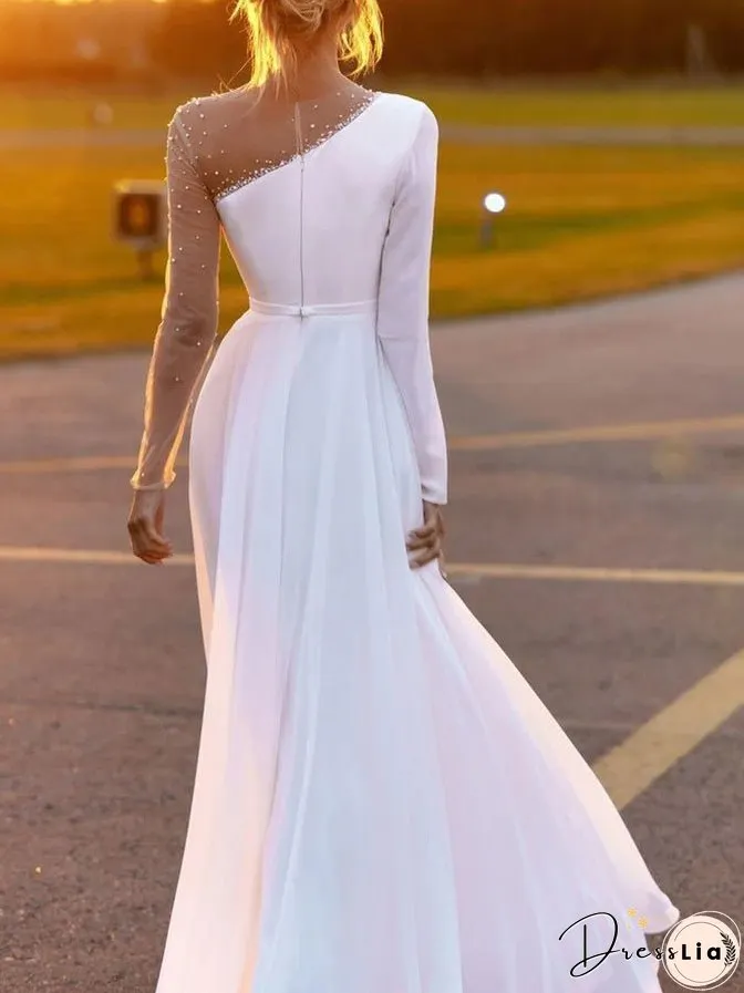 Dresses Mesh Panel Crew Neck Long Sleeve Dress for Women