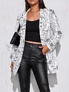 Fashion Graffiti Printed Buttoned Long Sleeve Urban Blazer Outerwear