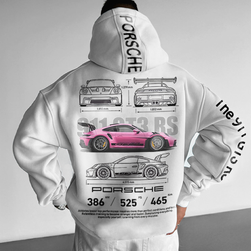 Oversized Unisex Sports Car Print Hoodie