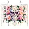 Skulls Flower 2D flache DIY-Acryl-Diamantmaler-Set Fensterh&auml;nger-Wanddekoration