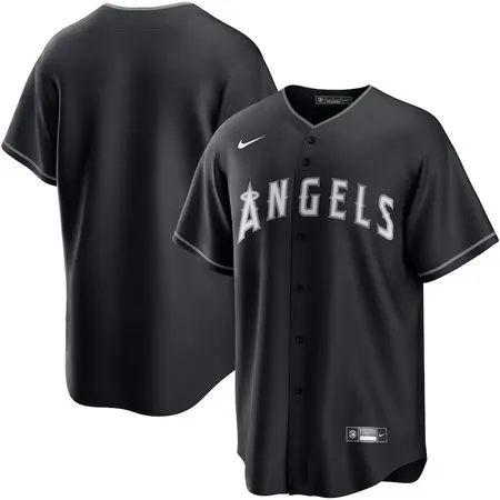 Men's Los Angeles Angels  Black Lights Out Replica Jersey