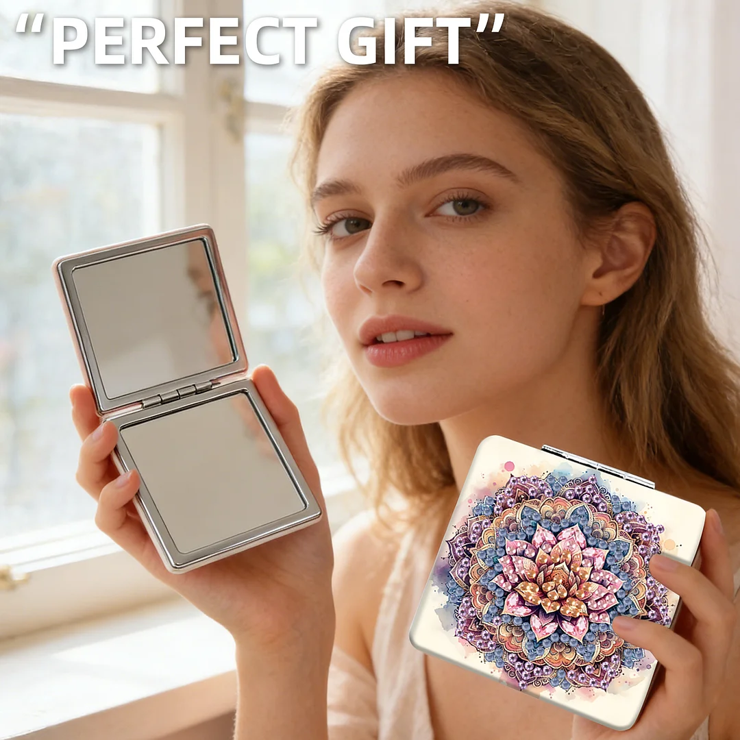 Mandala DIY Special Shaped Diamond Painting Compact Mirror Kits Diamond Art Painting Pocket Mirror for Adults and Beginners