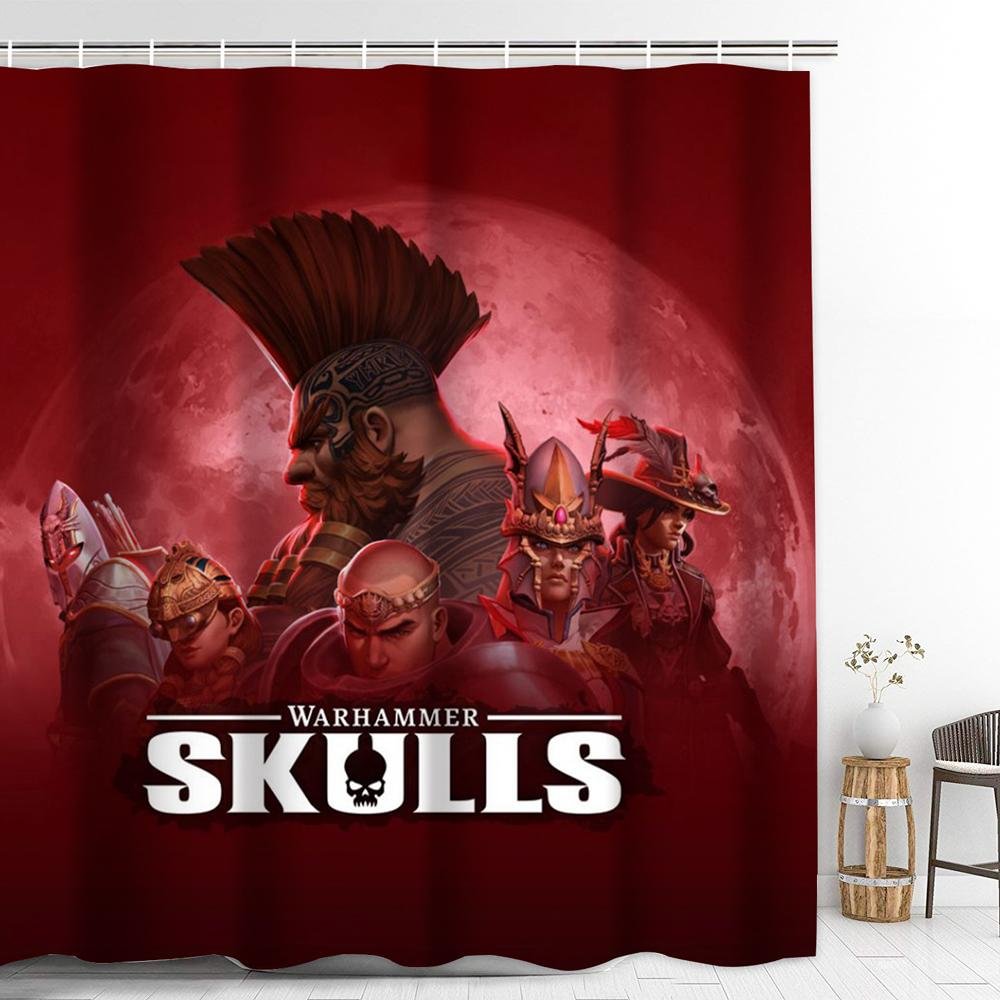 Warhammer Skulls Event Shower Curtain with Hooks Thicken Waterproof Bathroom Decoration