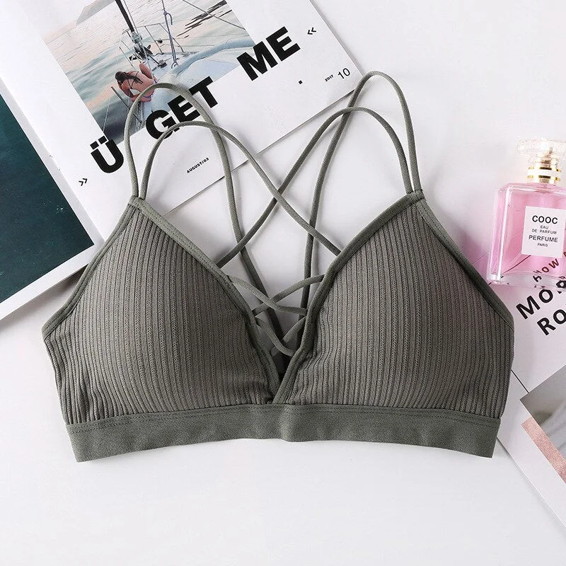 Sexy elastic rally bra push chest bra summer anti-glare Korean version wild steel tube bra sexy no steel ring bra
