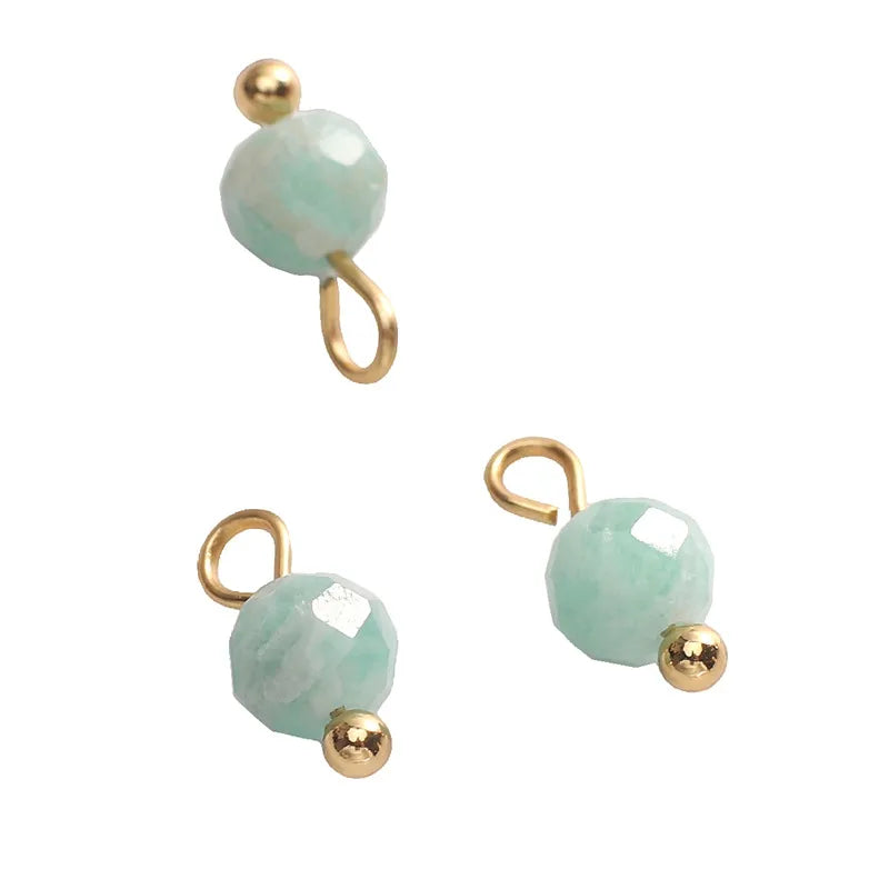 5 PCS/Package Diameter 3mm Diameter 4mm Hole 1~1.9mm Alloy Natural Stone Geometric Pendant Jewelry Accessories