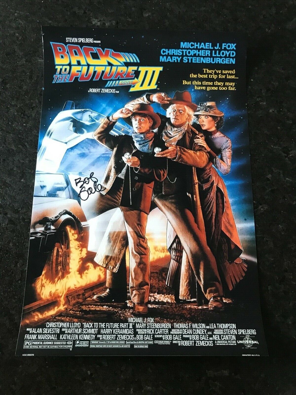 * BOB GALE * signed 12x18 poster * BACK TO THE FUTURE III * PRODUCER * COA * 1