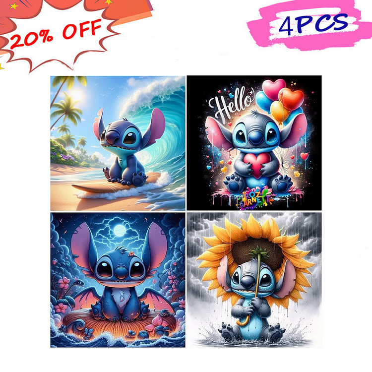 4pcs Stitch 30*30CM (Canvas) Full Square Drill Diamond Painting gbfke