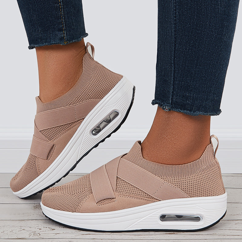 Women's Air Cushion Slip on Walking Shoes Platform Loafers Wedge Sneakers