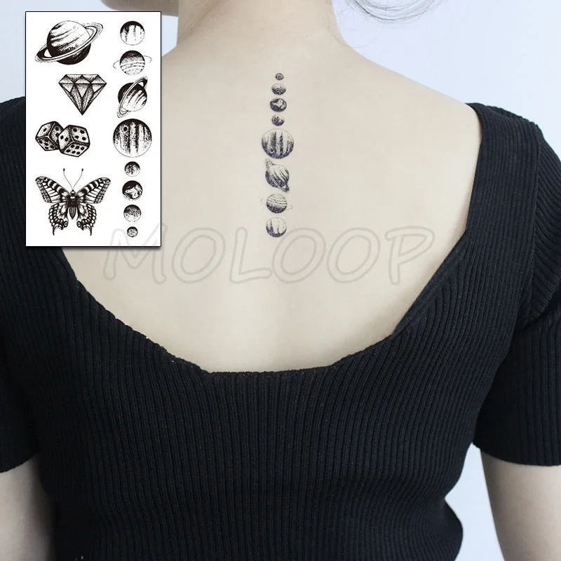Tattoo Sticker Moon Sun Lunar Star Element Body Art Makeup Waterproof Temporary Women and Men Fake Tatoo