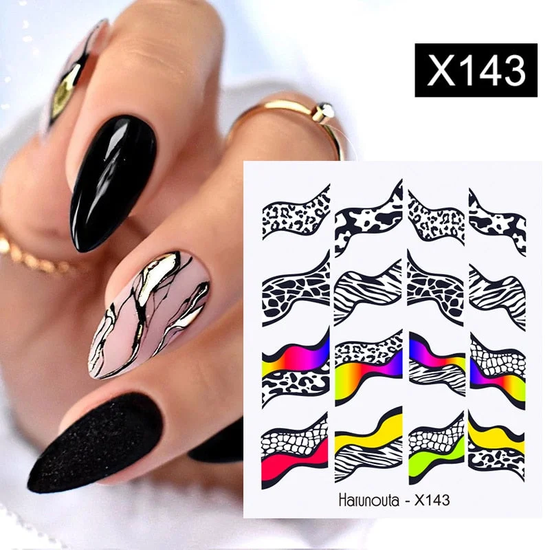Harunouta Water Decals Ink Blooming Flower Leaves Transfer Nail Stickers Butterfly Love Heart Design Slider Watermark Decoration-Nail Inspo