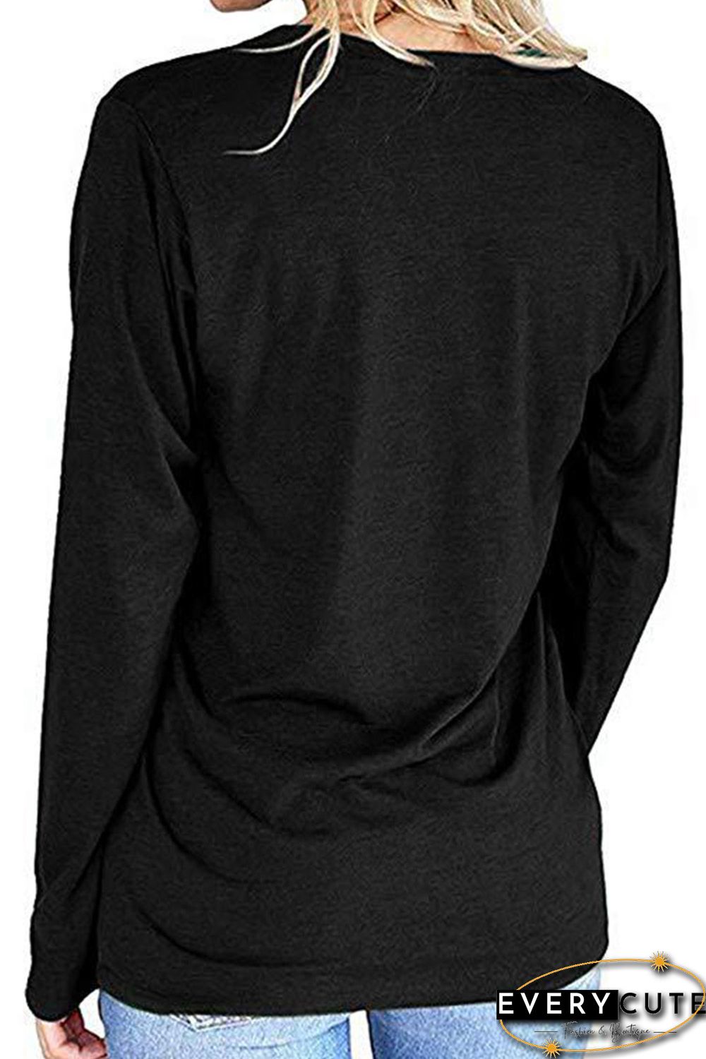 Sunflower Print Black Knit Top